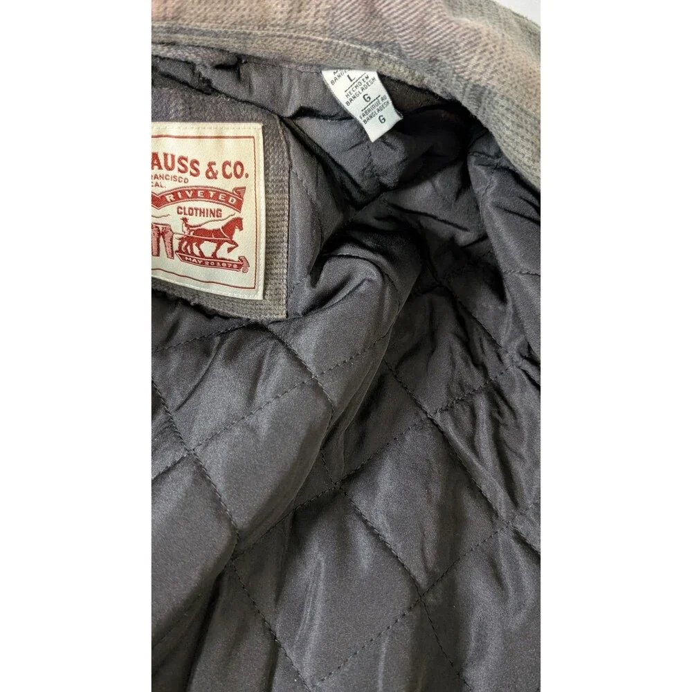 Levi's Men's Plaid Shirt Jacket Large New With Tags Quilted Insulated Shacket - Picture 5 of 11